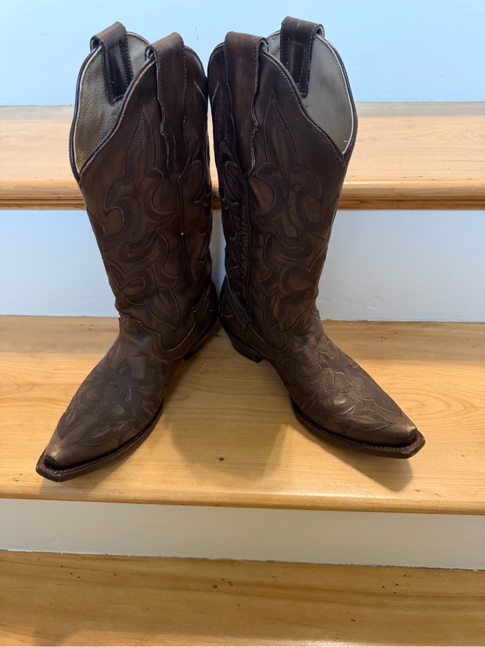 Womens Brown Roper Embroidered Western Cowboy Boots